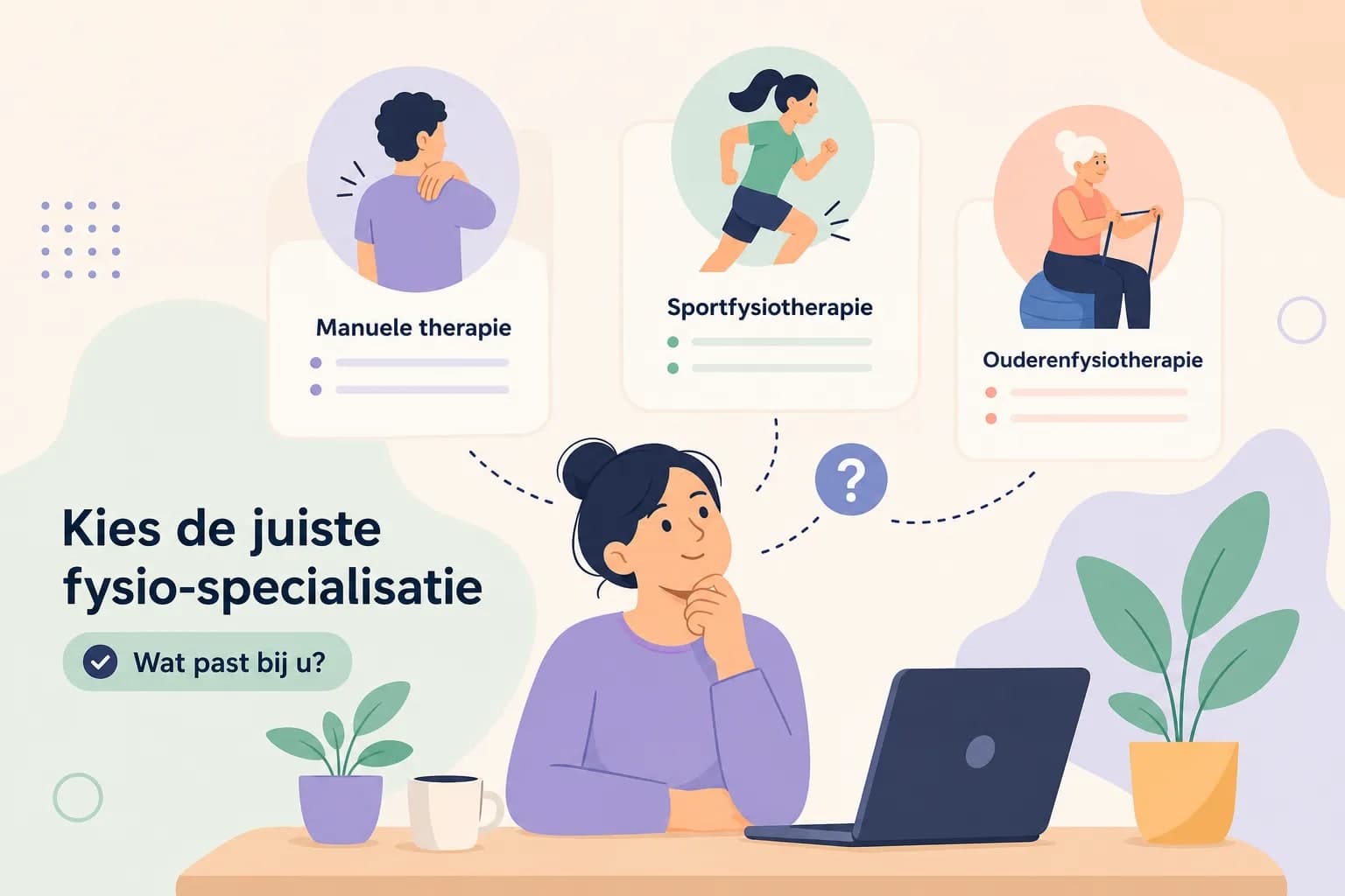 Gestileerde cover met checklist-icoon bij het artikel over fysio-specialisaties vergelijken